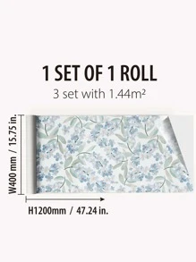 1roll Floral Pattern Decorative Film, Modern Waterproof Watercolor Flower Print Window Sticker For Household - Multicolor - View 7