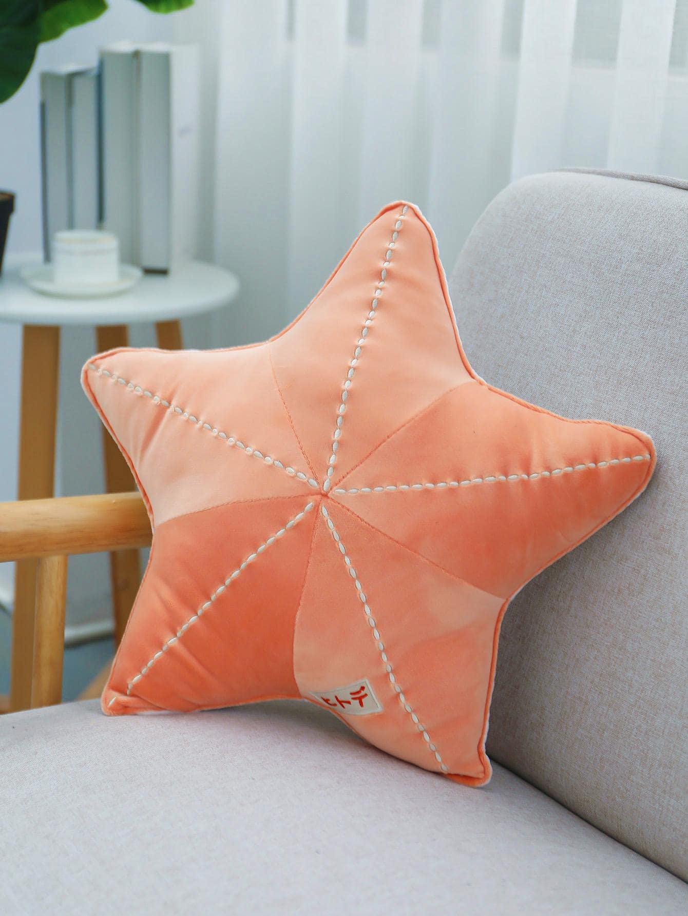 1入組星形裝飾枕現代素色滌綸家居裝飾枕四季皆宜 - 橘色 - 查看 1