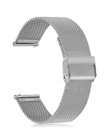 1入組男女銀色時尚經典不銹鋼網帶，兼容華為三星手錶20/22毫米各種型號