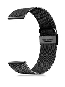 1入組男女黑色時尚經典不銹鋼網帶，兼容華為三星手錶20/22毫米各種型號 - 黑色 - 查看 2