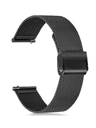 1入組男女黑色時尚經典不銹鋼網帶，兼容華為三星手錶20/22毫米各種型號