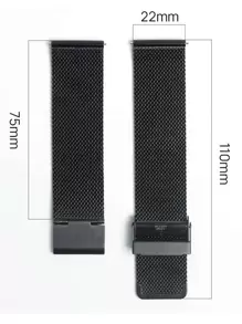 1入組男女黑色時尚經典不銹鋼網帶，兼容華為三星手錶20/22毫米各種型號 - 黑色 - 查看 8