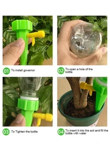 5pcs Plastic Self Watering Device, Modern Color Block Self Watering Device For Garden - Green - View 2