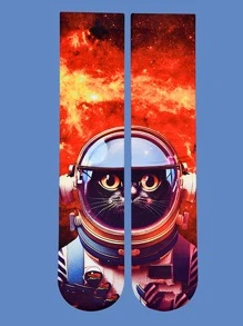 1 Đôi Vớ Hoạt Hình Mèo In Hình Mèo Thời Trang Cho Cả Nam Và Nữ, Dành Cho Cuộc Sống Hàng Ngày - Nhiều màu - Xem 1