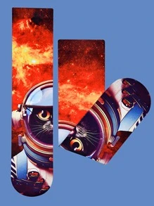 1 Đôi Vớ Hoạt Hình Mèo In Hình Mèo Thời Trang Cho Cả Nam Và Nữ, Dành Cho Cuộc Sống Hàng Ngày - Nhiều màu - Xem 2