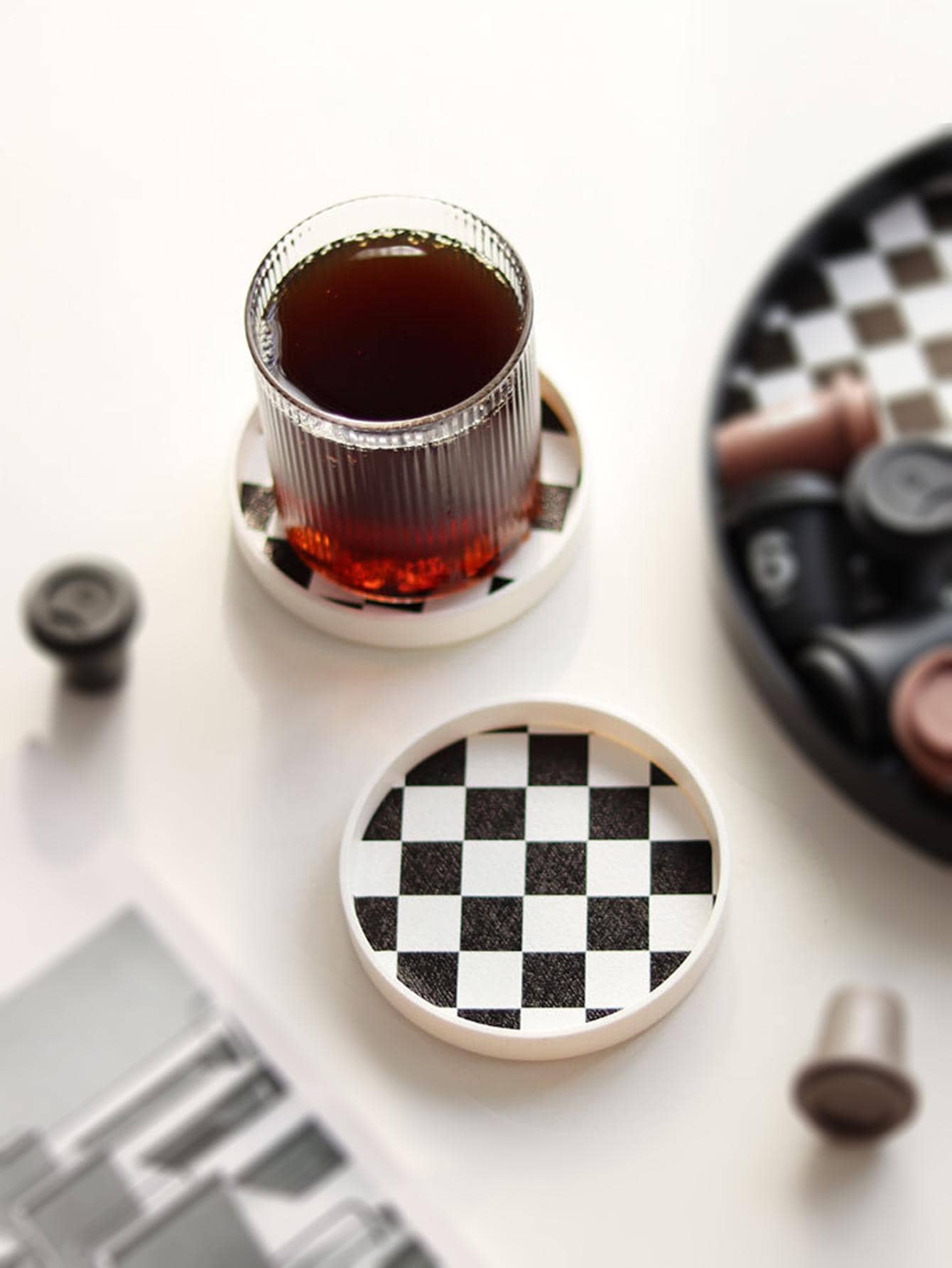 1 Túi đựng đồ trang điểm di động, Túi đựng đồ trang điểm trơn tối giản cho gia đình - Đen và trắng - Xem 1