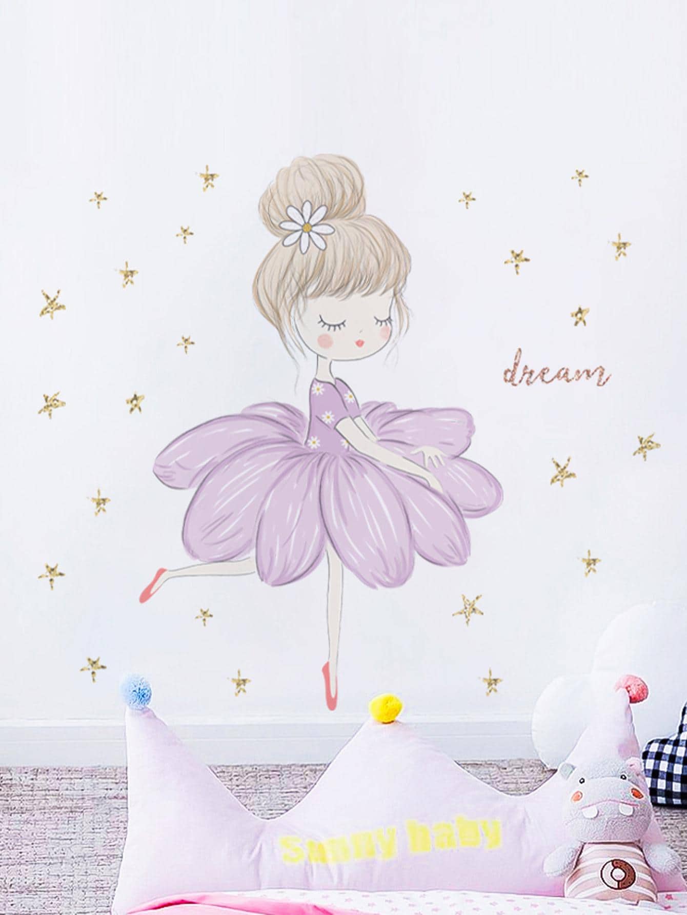 1pc Cartoon Girl Pattern Wall Sticker, Stickers, Wall Decal, Vinyl Decal For Home Decorations, Spring Decoration Items Refresh Your Home, Rama Decoration Stickers - Multicolor - View 3