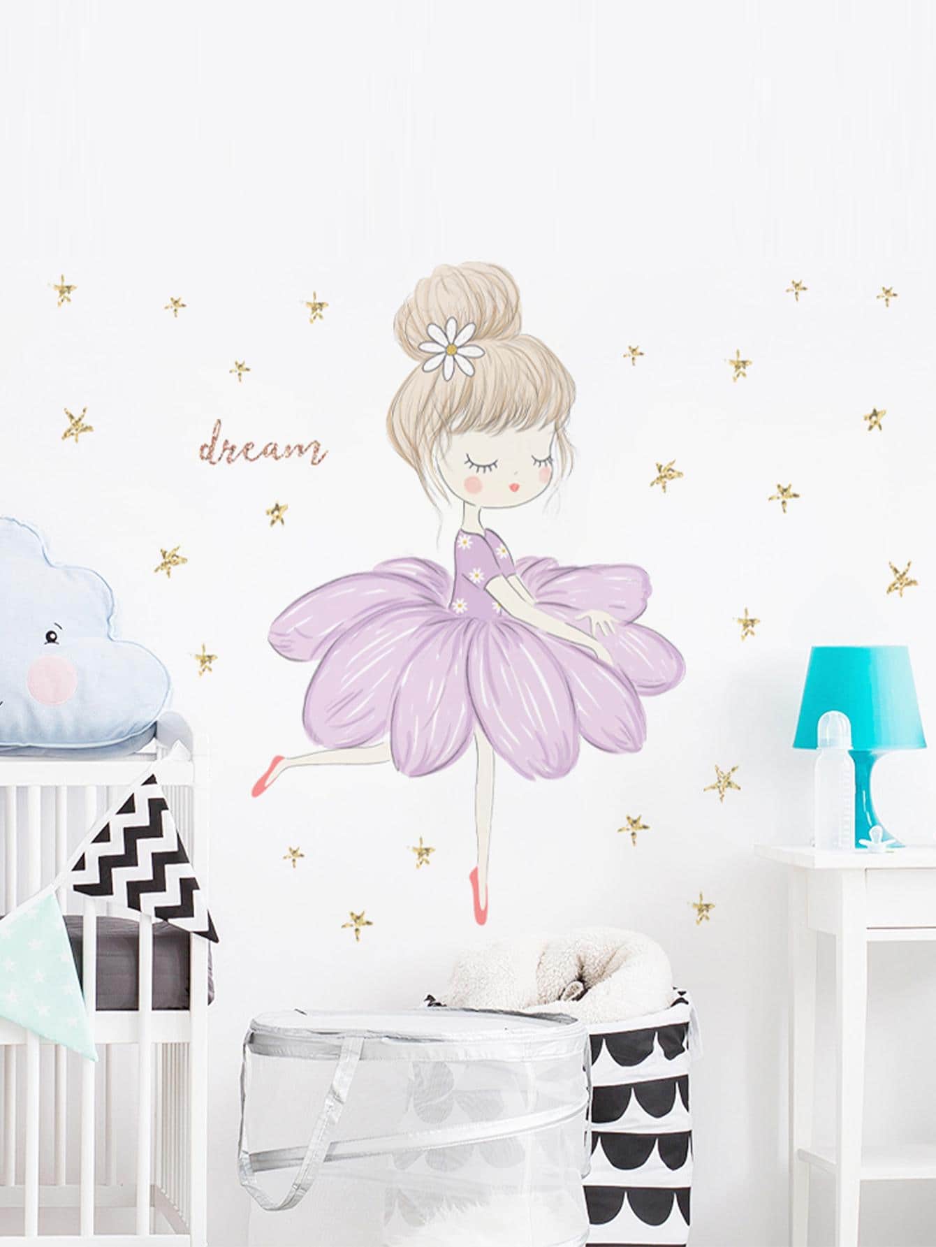 1pc Cartoon Girl Pattern Wall Sticker, Stickers, Wall Decal, Vinyl Decal For Home Decorations, Spring Decoration Items Refresh Your Home, Rama Decoration Stickers - Multicolor - View 2