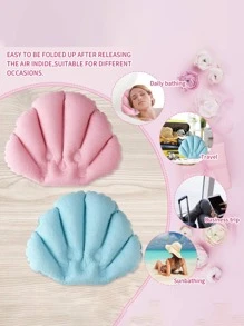 1pc PVC Bath Pillow, Modern Shell Design Bath Pillow For Bathroom - Baby Blue - View 4