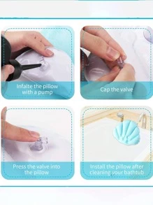 1pc PVC Bath Pillow, Modern Shell Design Bath Pillow For Bathroom - Baby Blue - View 5