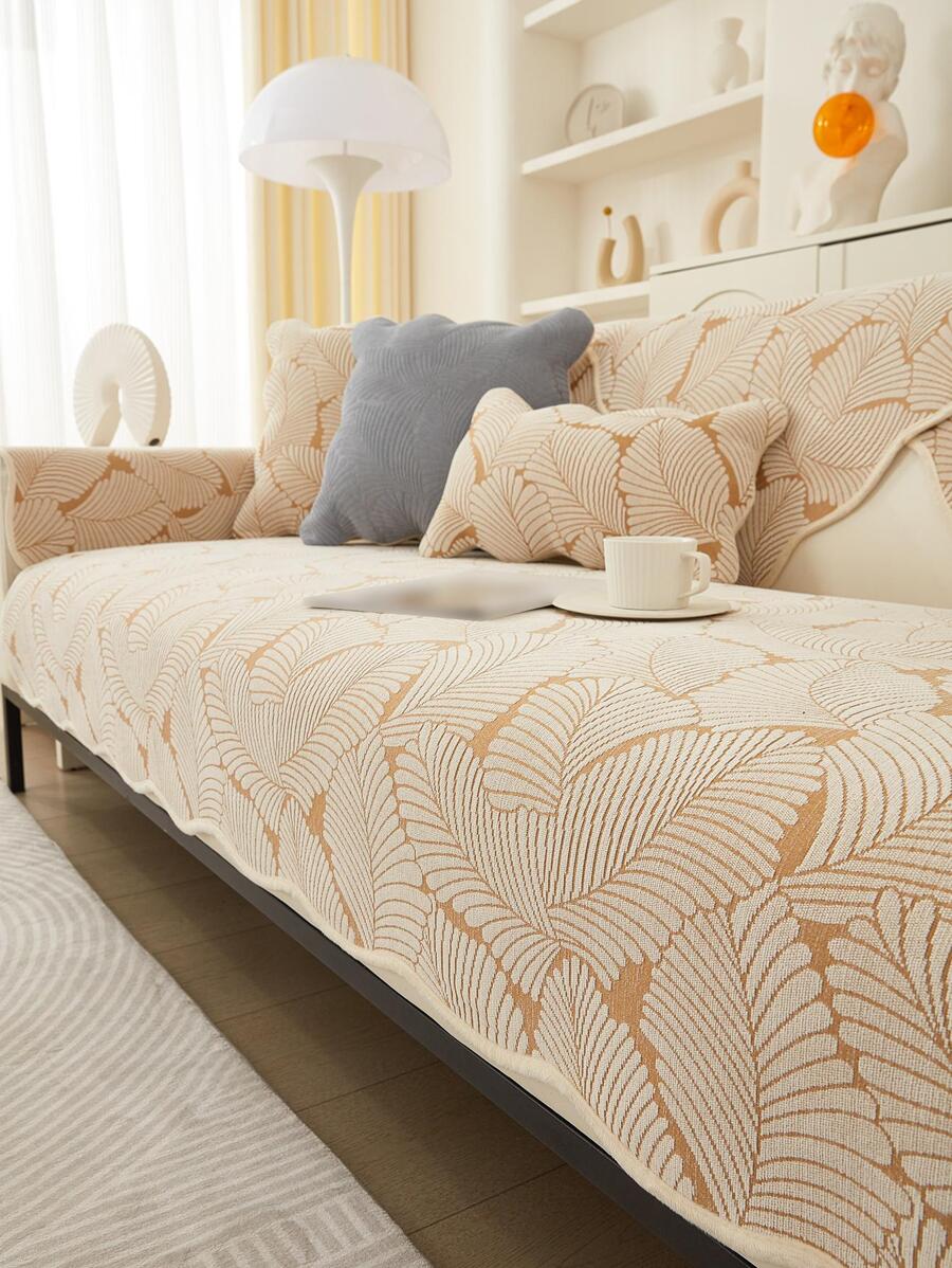 1 Chiếc Lá Dạ Nỉ Sofa Khăn Hiện Đại Sofa Sofa Chăn Cho Gia Đình - Màu be - Xem 1