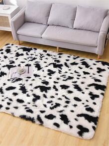 1 pieza Alfombra de piso con patrón de vaca moderno poliéster para casa - Blanco y Negro - Ver 1