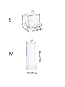 1pc Plastic Makeup Tool Storage Box, Minimalist Clear Makeup Tool Storage Box For Home - Clear - View 2