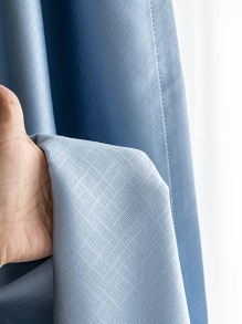 1pc Solid Color Blackout Curtain, Minimalist Polyester Single Panel Sheer Curtain For Home - Blue - View 5