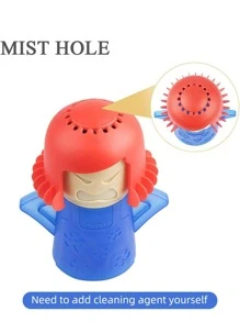 1pc PP Microwave Oven Cleaning Tool, Cartoon Figure Design Microwave Cleaner For Kitchen - Blue - View 4