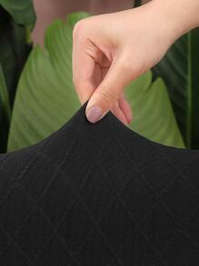1pc Solid Color Stretchy Chair Slipcover, Modern Polyester Dining Room Chair Slipcover For Home - Black - View 3