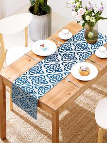 Họa Tiết Hoa Bàn Á Hậu Polyester Bàn Bếp Á Hậu Cho Gia Đình, Tiệc - Màu xanh lam - Xem 3