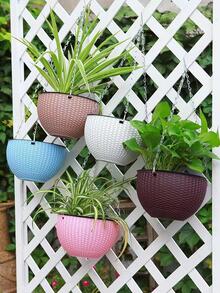 1入組塑膠植物日常白色藤懸掛式花籃適用於花園