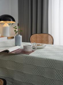 1條浅綠色格紋提花桌布 - 彩色 - 查看 4