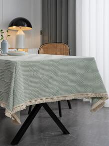 1條浅綠色格紋提花桌布 - 彩色 - 查看 5