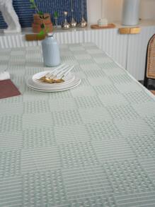1條浅綠色格紋提花桌布 - 彩色 - 查看 3