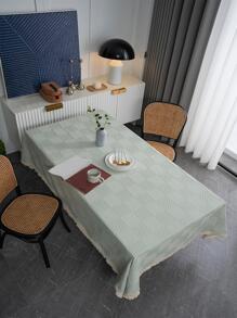 1條浅綠色格紋提花桌布 - 彩色 - 查看 1