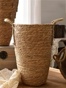 1pc Straw Flower Pot - Khaki - View 2