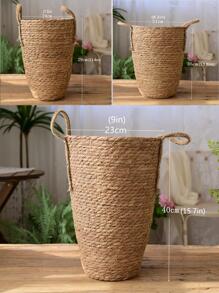 1pc Straw Flower Pot - Khaki - View 8
