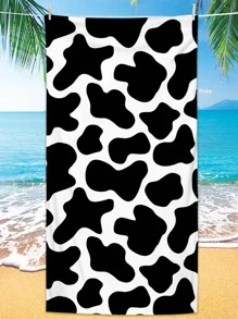 1入組牛圖案沙灘巾戶外現代面料沙灘巾 - 黑與白 - 查看 1