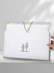 1入組樹形擴展文件夾簡單多層手風琴文件夾學校文件存儲 - 黑與白 - 查看 1