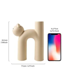 1pc Cartoon Cat Design Vase,Home Decor,Flower Vase,Centerpiece,Table Decor - Beige - View 10