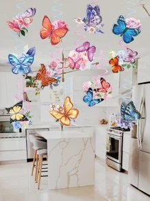 12pcs Butterfly Decor Hanging Swirl Decoration - Multicolor - View 2