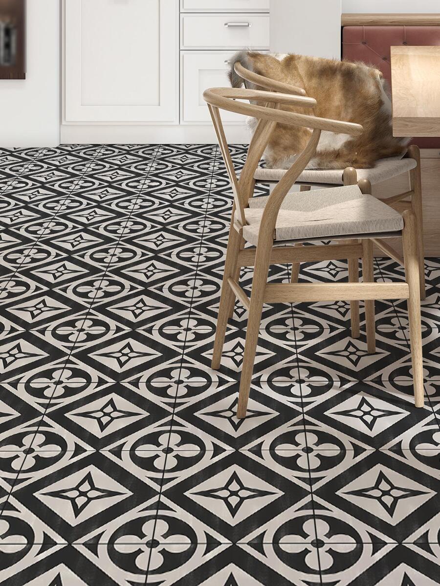 9入組/套PVC地板貼主義幾何圖案防水剝離貼紙家用地磚 - 彩色 - 查看 1