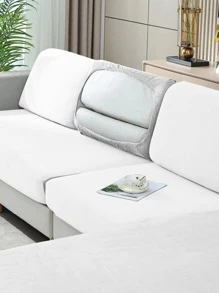 1pc Solid Color Sofa Cushion Cover, Minimalist Polyester Sofa Cushion Cover For Home - White - View 1