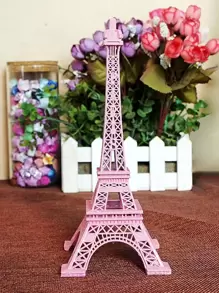 1pc Zinc Alloy Decoration Craft, Creative Tower Design Decoration Object For Home - Pink - View 1