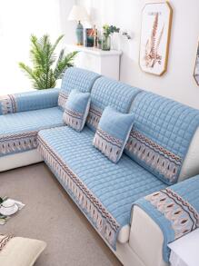 1 chi tiết thêu Khăn sofa chống trượt - Màu xanh lam - Xem 2