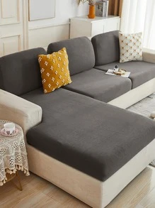 1pc Plain Stretchy Sofa Seat Cover - Dark Grey - View 1