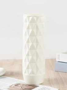 1pc ABS Flower Vase, Modern White Textured Vase For Flower - White - View 1