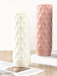 1pc ABS Flower Vase, Modern White Textured Vase For Flower - White - View 2