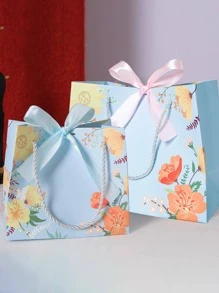 5 piezas Bolsa de regalo papel regalo moderno con patrón de flor para fiesta - Multicolor - Ver 4