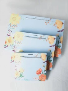 5 piezas Bolsa de regalo papel regalo moderno con patrón de flor para fiesta - Multicolor - Ver 3