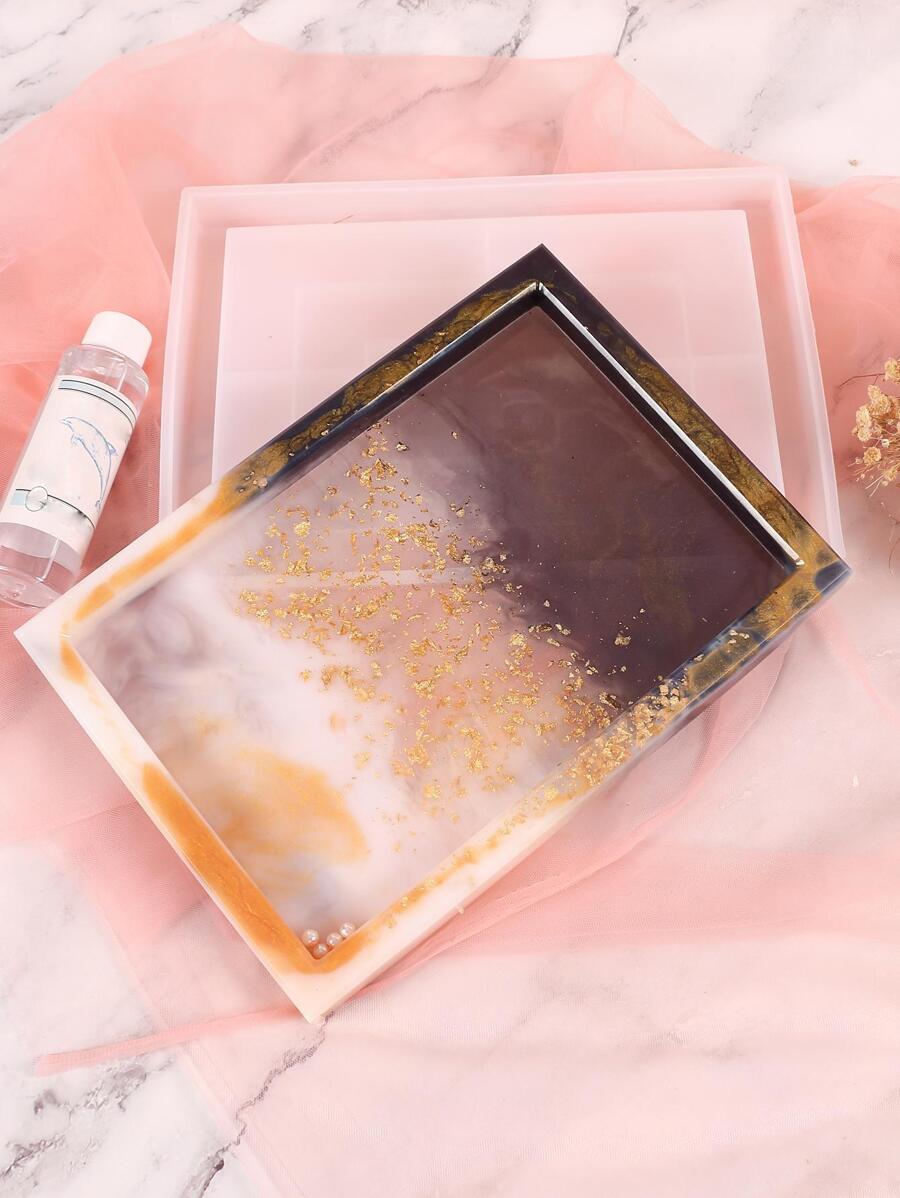 1件环氧树脂托盘浇铸首饰盒杯垫硅胶模具，首饰架收纳盒家用电器树脂模具 - 無色 - 查看 1