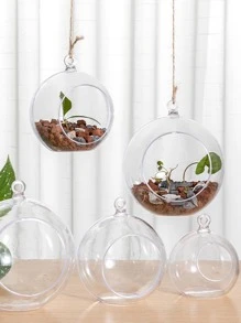 1 件装塑料植物吊架，创意透明球形设计悬挂式花盆篮，适用于花园 - 無色 - 查看 3