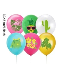 10pcs Tropical Leaf Print Balloon - Yellow - View 5