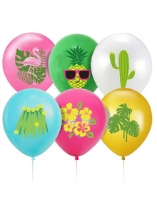 10pcs Tropical Leaf Print Balloon - Yellow - View 3