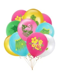 10pcs Tropical Leaf Print Balloon - Yellow - View 4