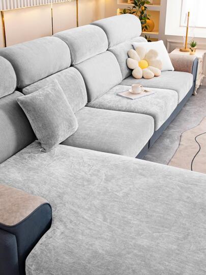 1pc Solid Sofa Slipcover, Modern Polyester Stretch Sofa Slipcover For Home