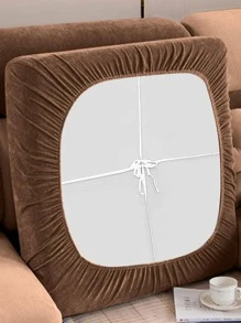 1pc Polyester Sofa Seat Cushion Cover, Simple Brown Stretchy Sofa Cushion Cover For Home - Khaki - View 4