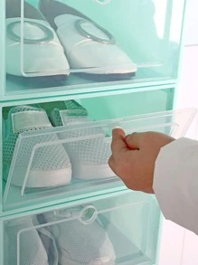 1pc PP Shoe Storage Box, Modern Green Shoe Box For Home - Green - View 5