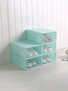 1pc PP Shoe Storage Box, Modern Green Shoe Box For Home - Green - View 1
